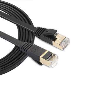 1.8m CAT7 Ultra dunne Flat Ethernet netwerk LAN internet kabel (1000Mbps) - Zwart