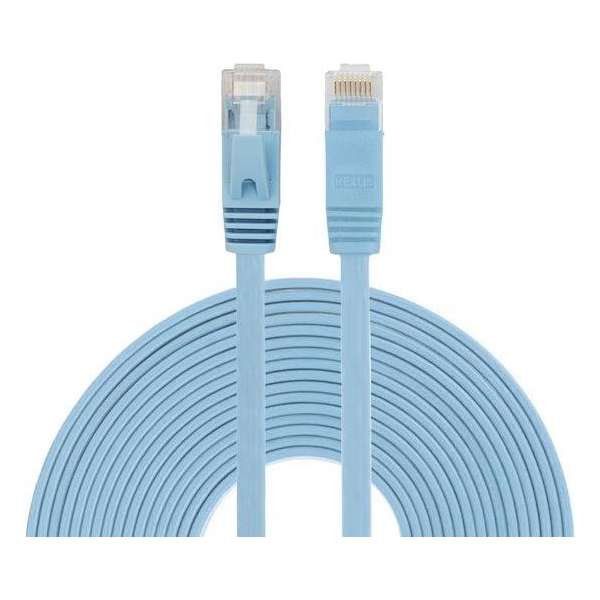 10m CAT6 Ultra dunne Flat Ethernet netwerk LAN kabel (1000Mbps) - Blauw