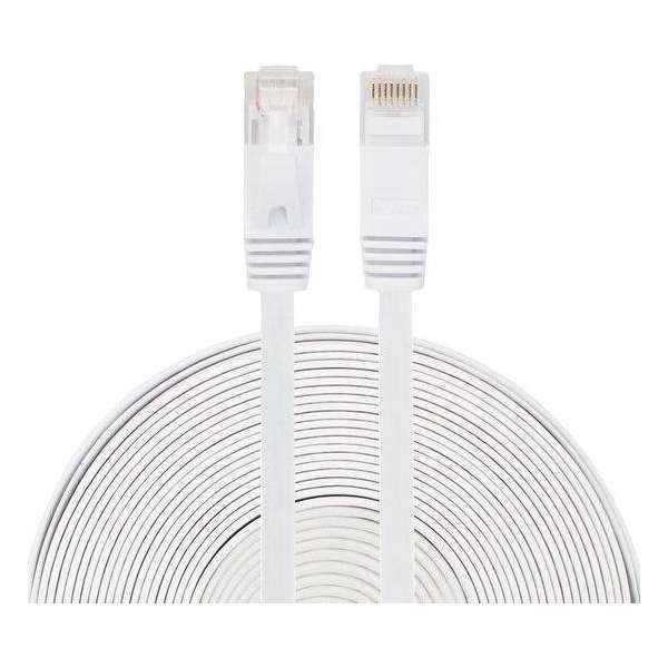 15m CAT6 Ultra dunne Flat Ethernet netwerk LAN / internet kabel (1000Mbps) - Wit