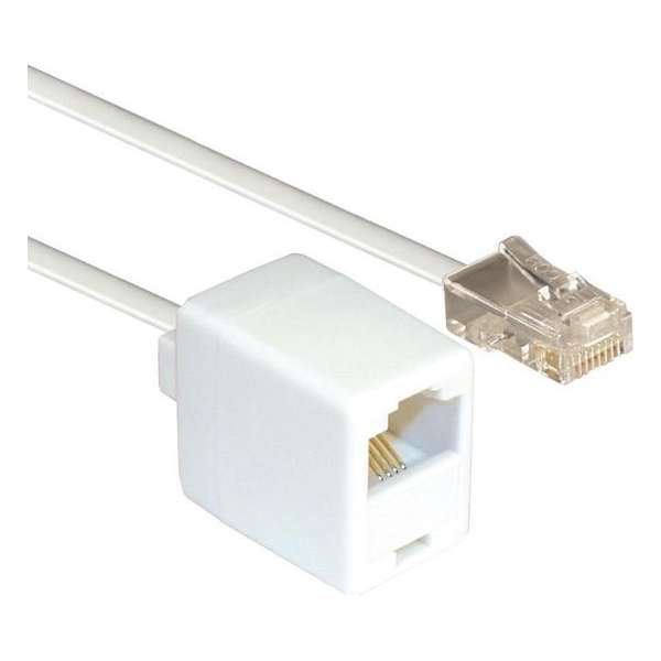 Transmedia RJ45 - RJ45 4-aderige ISDN telefoon verlengkabel / wit - 10 meter