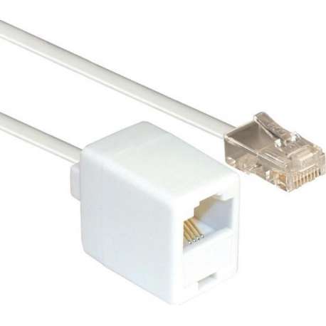 Transmedia RJ45 - RJ45 4-aderige ISDN telefoon verlengkabel / wit - 10 meter