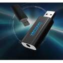 3D USB externe geluidskaart naar 3.5mm audio microfoon AUX adapter - Zwart