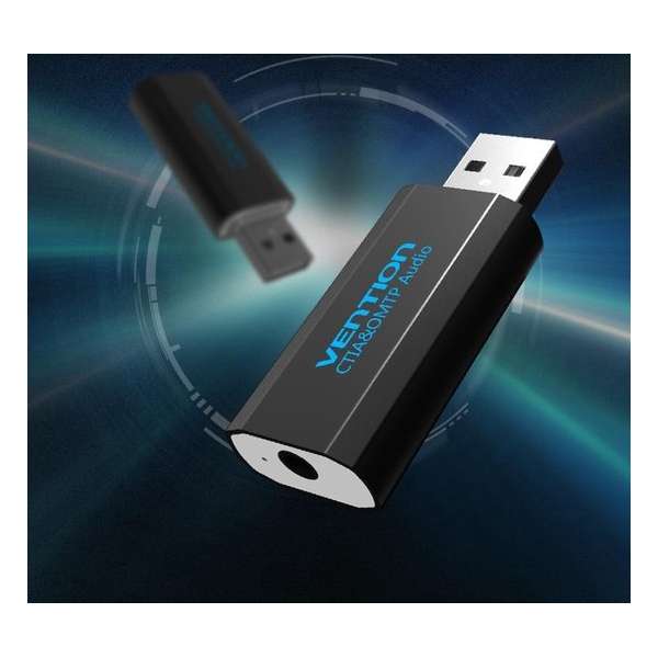 3D USB externe geluidskaart naar 3.5mm audio microfoon AUX adapter - Zwart