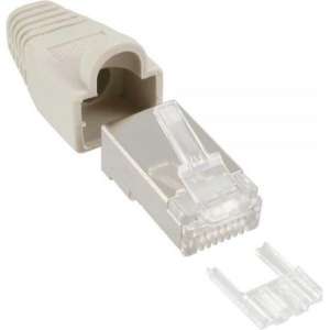 InLine RJ45 krimp connectoren voor F/UTP CAT6 netwerkkabel (flexibel) - 10 stuks / beige