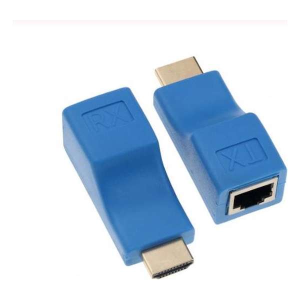 WiseGoods - Premium HDMI Extender - RJ45 Poort - LAN Netwerk - HDMI Uitbreiding tot 30m - UTP Lan - Blauw - 1080p