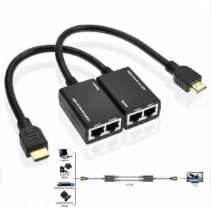 HDMI Extender via Cat5e / 6 LAN kabel 30 Meter / 1080P(zwart)