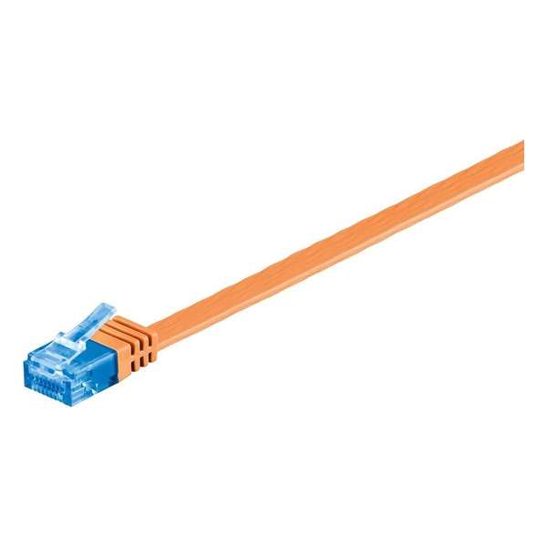 Wentronic - UTP platte netwerkkabel CAT6a - Oranje - 0,50 meter