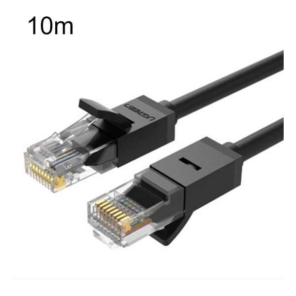 By Qubix internet kabel - 10m UGREEN serie CAT6 Rond Ethernet netwerk kabel (1000Mbps) - Zwart