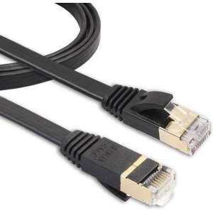 1m CAT7 Ultra dunne Flat Ethernet netwerk LAN internet kabel (1000Mbps) - Zwart