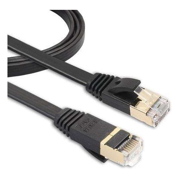 1m CAT7 Ultra dunne Flat Ethernet netwerk LAN internet kabel (1000Mbps) - Zwart