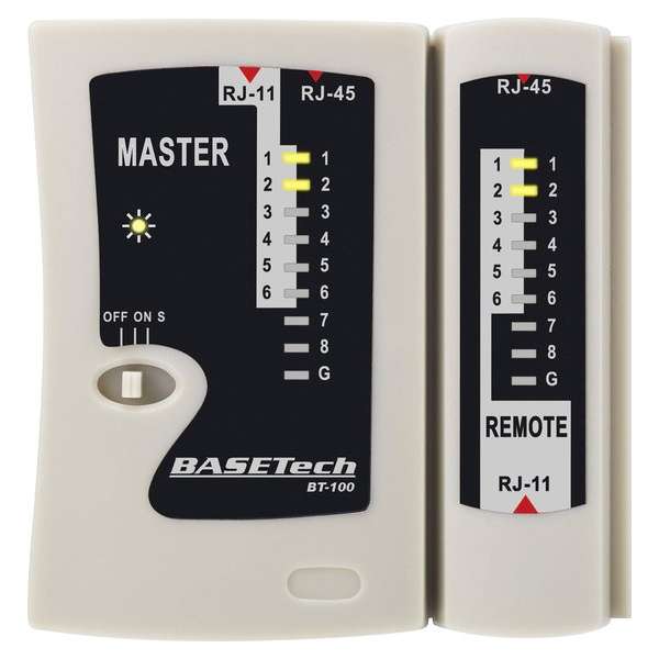 Kabeltester Basetech Bt-100 Geschikt Voor Rj-45 Rj-11