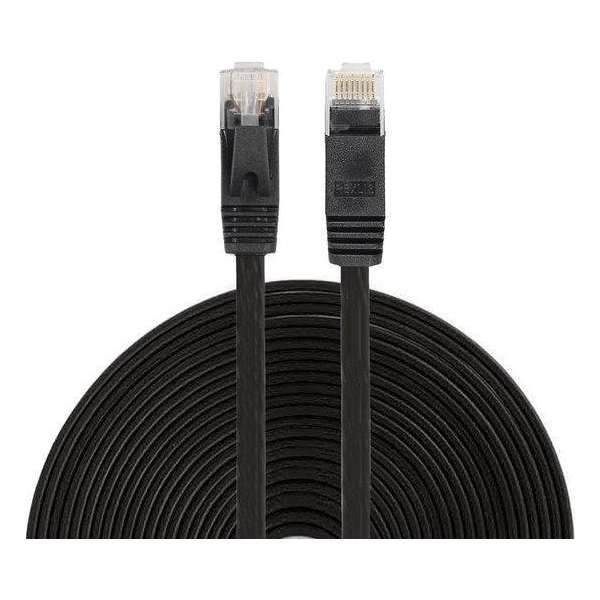 15m CAT6 Ultra dunne Flat Ethernet netwerk LAN internet kabel (1000Mbps) - Zwart