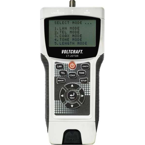 Kabeltester VOLTCRAFT CT-20TDR Geschikt voor Afgeschermde/niet-afgeschermde kabels, CAT3, CAT4, CAT5, CAT5e, CAT6, coa