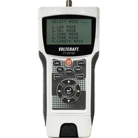 Kabeltester VOLTCRAFT CT-20TDR Geschikt voor Afgeschermde/niet-afgeschermde kabels, CAT3, CAT4, CAT5, CAT5e, CAT6, coa