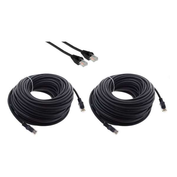 UTP kabel zwart 20 meter - CAT 5 - RJ 45 male - 2 stuks