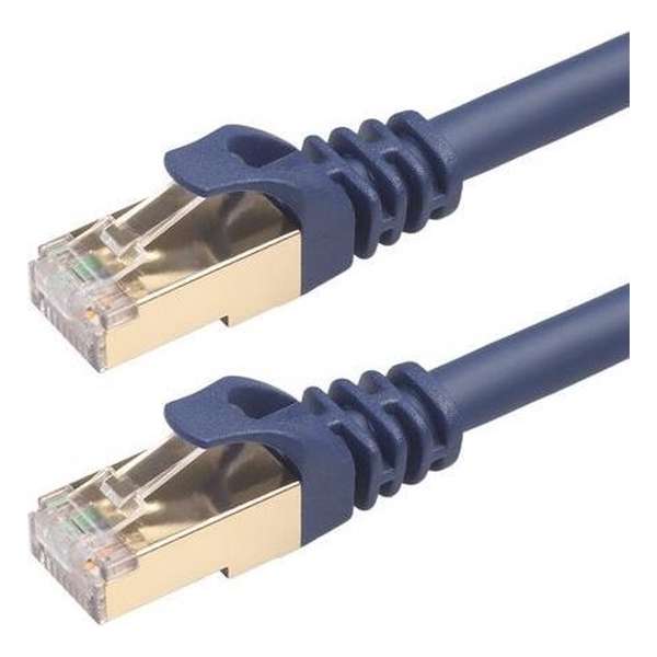 By Qubix internetkabel - CAT8 Ethernet LAN kabel - 7,6 meter - RJ45 - donkerblauw