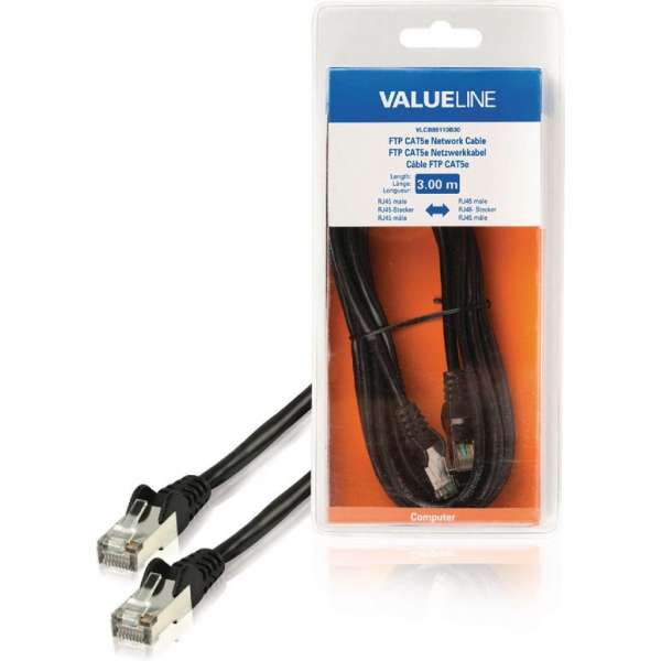 Valueline VLCB85110B30 netwerkkabel 3 m Cat5e F/UTP (FTP) Zwart