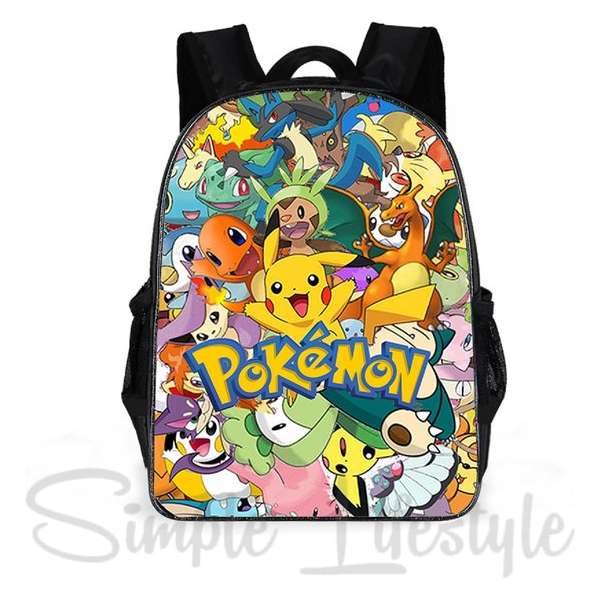 Simple Lifestyle® Pokemon Go Pickachu Rugtas - Charmander Schooltas - Snorlex Kinder rugzak - 18 liter - Laptoptas 3 ritsvakken