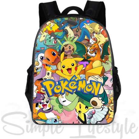 Simple Lifestyle® Pokemon Go Pickachu Rugtas - Charmander Schooltas - Snorlex Kinder rugzak - 18 liter - Laptoptas 3 ritsvakken