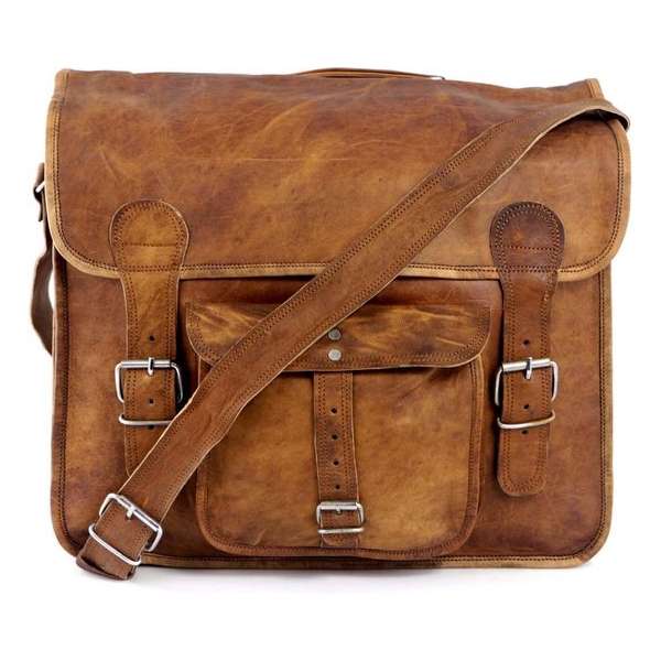 Vintage Look Messengertas  Bruin Leer - Laptoptas 16