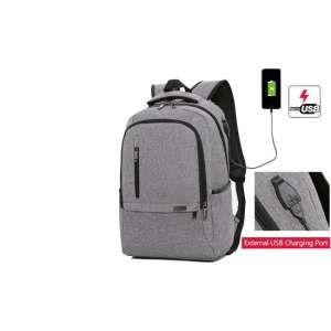 N-Sport Rugzak met USB Poort & Powerbank - Grijs