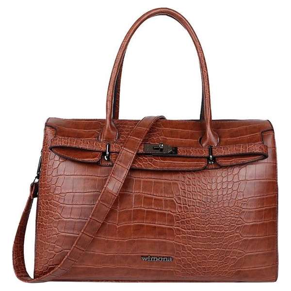 Wimona Sofia 5003 Schoudertas / Laptoptas - 15.6 inch - Cognac