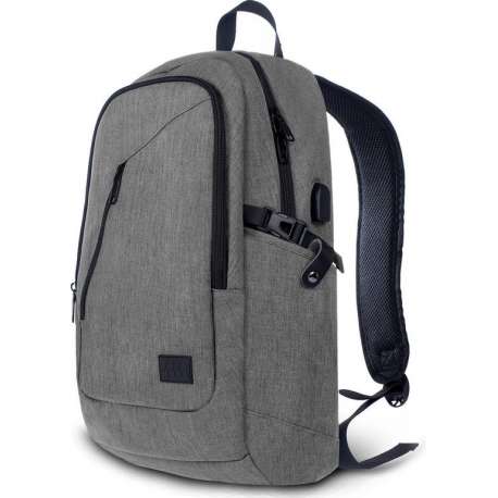 TravelMore Slim Fit Backpack - 15,6 inch Laptop Rugzak - Dames/Heren - 25L - Waterafstotend - Grijs