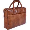 DSTRCT Fletcher November Leren Business Laptoptas - 17,3 inch laptopvak met rits - Sleutelhanger - Cognac