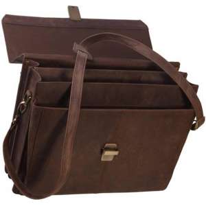 Aktetas Echt Leer - Bruin/Taupe - Laptoptas 15.6 inch - Documententas - Werktas