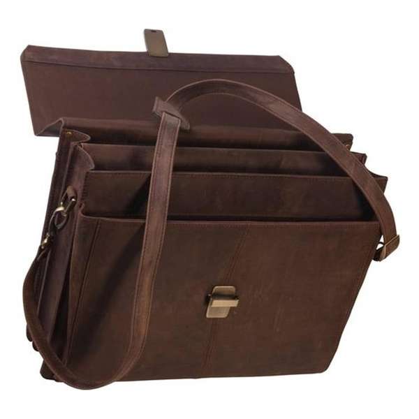 Aktetas Echt Leer - Bruin/Taupe - Laptoptas 15.6 inch - Documententas - Werktas