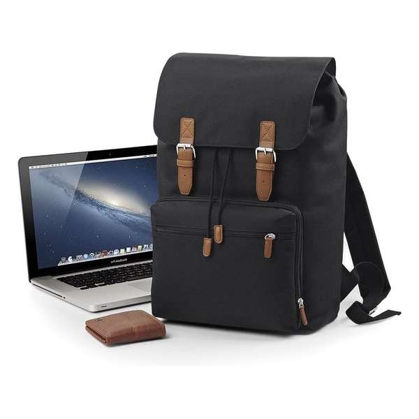 Senvi Vintage Laptop Rugzak Kleur Zwart - Bruin - 18 Liter