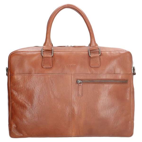 Old West Waco Leren laptoptas 17 inch - Bruin