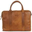 DSTRCT Limited Leren Business Laptoptas - 15,6 inch laptopvak met rits - Sleutelhanger - Cognac