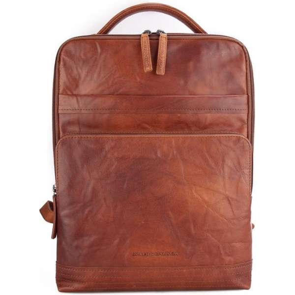 Spikes & Sparrow Authentic Leren Laptop Rugtas - 17 inch - Brandy