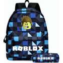 Roblox Rugzak Met Etui - Blauw Zwart- Kinderrugzak kinderrugtas- Schooltas Jongens