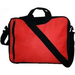 Schoudertas voor laptop/documenten 15.6 inch kleur rood