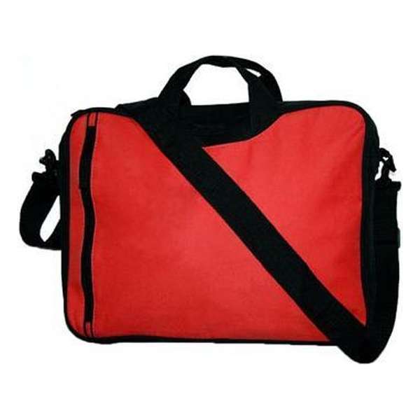 Schoudertas voor laptop/documenten 15.6 inch kleur rood