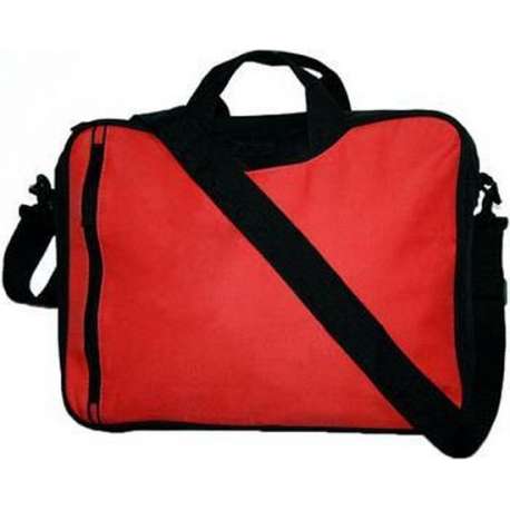 Schoudertas voor laptop/documenten 15.6 inch kleur rood