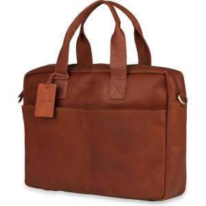 Burkely Leren Laptoptas 15.6 inch Fundamentals Vintage River Worker Cognac + Gratis Spray