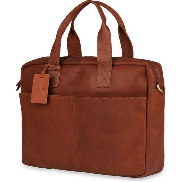 Burkely Leren Laptoptas 15.6 inch Fundamentals Vintage River Worker Cognac + Gratis Spray