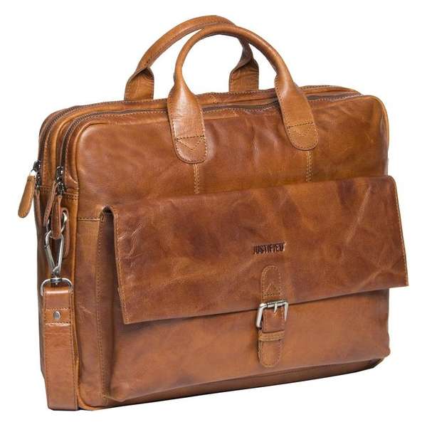 Justified Everest - Leren Aktetas / Laptoptas - 15,6 inch - cognac