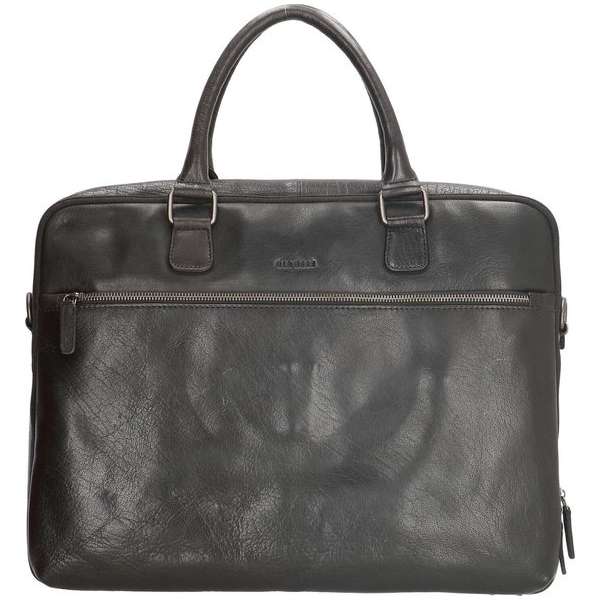 Old West Waco Leren laptoptas 17 inch - Zwart