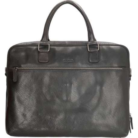 Old West Waco Leren laptoptas 17 inch - Zwart