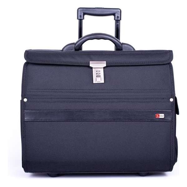 Hulshof Business Cases Pilotenkoffer Reiskoffer Dokterstas Laptoptas Trolley Nylon Zwart