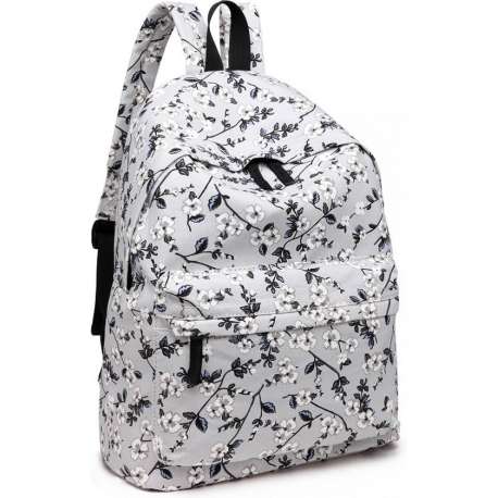 Miss Lulu Rugzak - Schooltas - Schoolrugzak Bloemen - Unisex/Jongens/Meisjes - Grijs (E1401-16F GY)