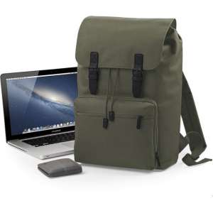 Senvi Vintage Laptop Rugzak Kleur Olive - Zwart - 18 Liter