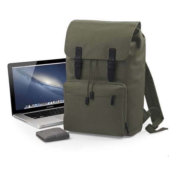 Senvi Vintage Laptop Rugzak Kleur Olive - Zwart - 18 Liter