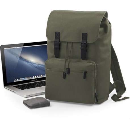 Senvi Vintage Laptop Rugzak Kleur Olive - Zwart - 18 Liter