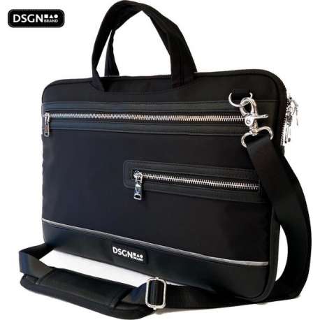 DSGN Laptoptas 13 inch - Zwart - Laptop Schoudertas - Schooltas - Aktetas - Werktas - Apple MacBook Air / Pro Case - 13.3 inch