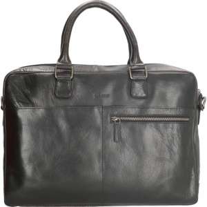 Old West Waco Leren laptoptas 17 inch - Zwart